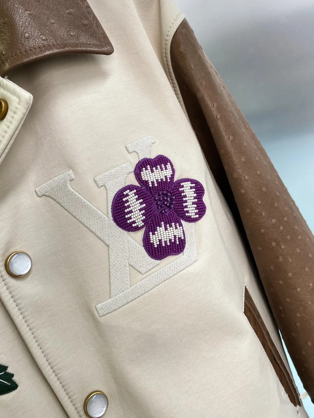 LV Heavy-Duty Embroidered Ostrich Leather Jacket