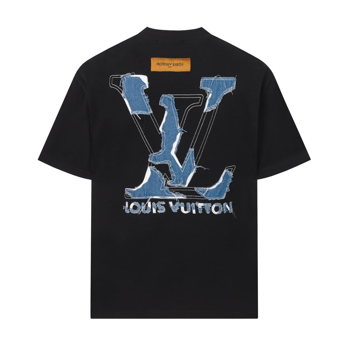 LV Denim Patchwork Embroidered T-Shirt