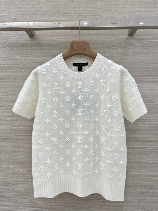 LV 3D MONOGRAM embroidered knit short-sleeved Shirt