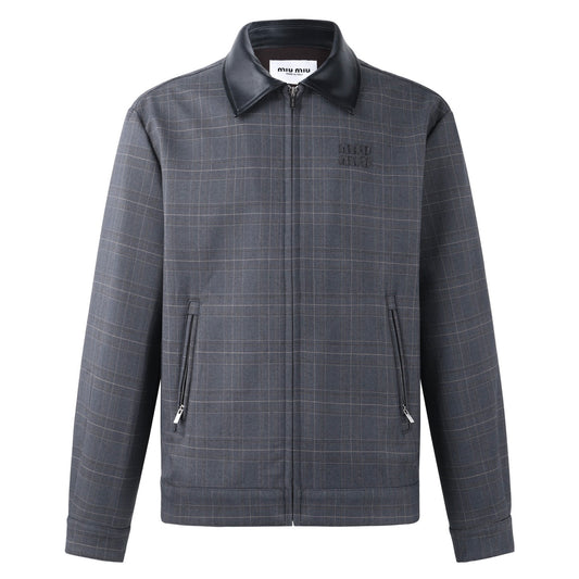 MiuMiu Leather Collar Jacket Unisex