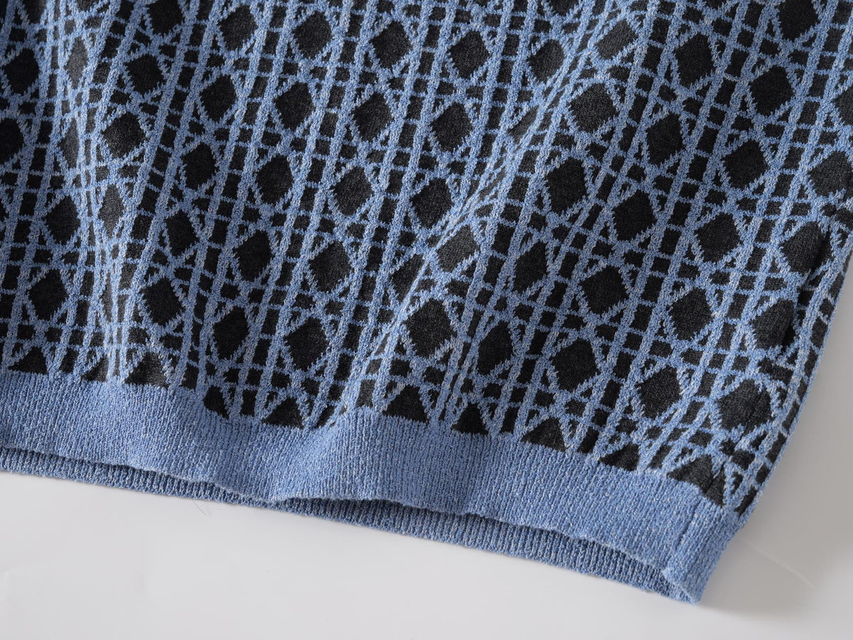 Dior Diamond Jacquard Knit Polo Shirt