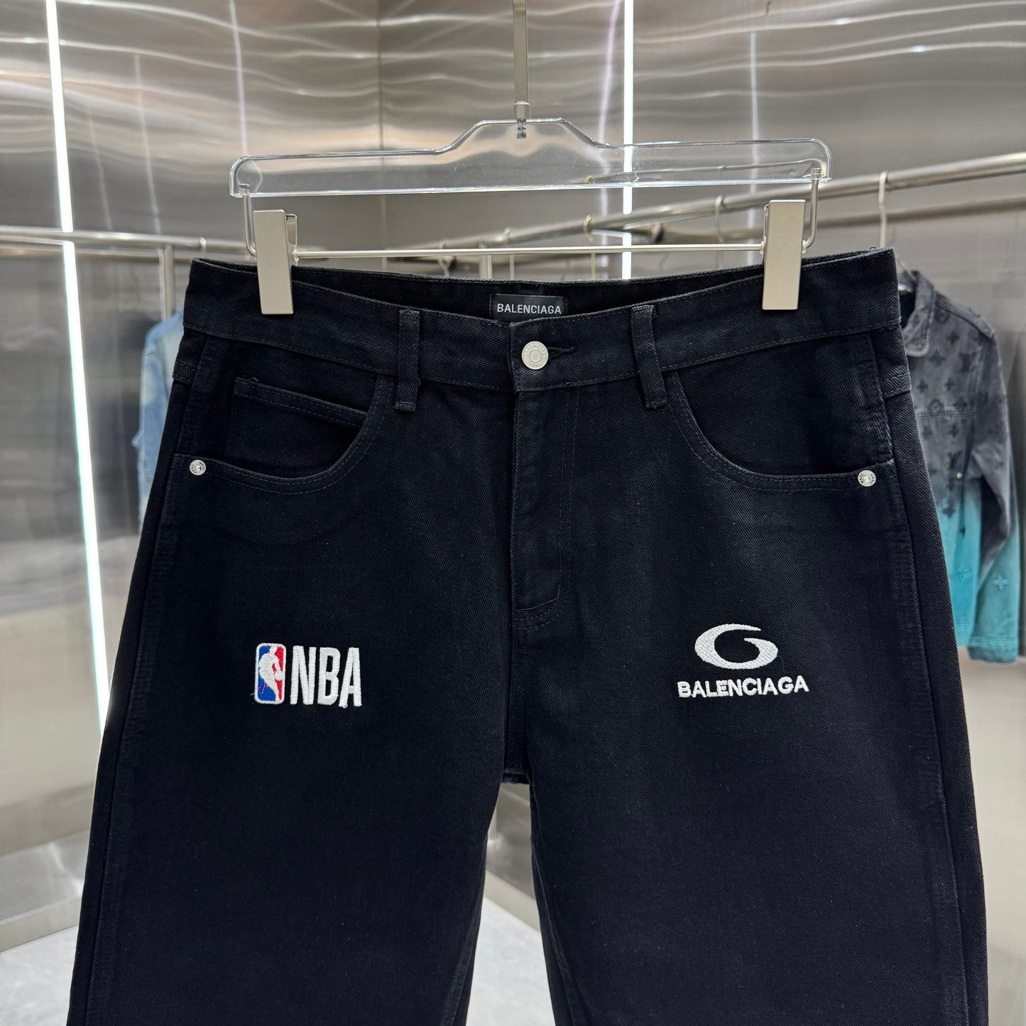 Balenciaga Embroidered Denim Shorts