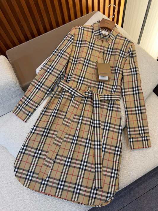 Burberry stretch cotton tie-waist shirt dress