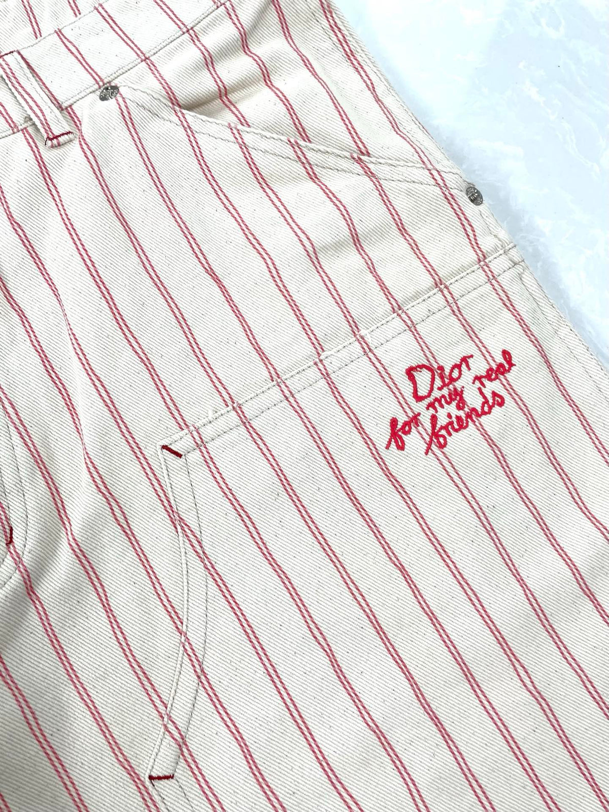 Dior Embroidered Striped Shorts