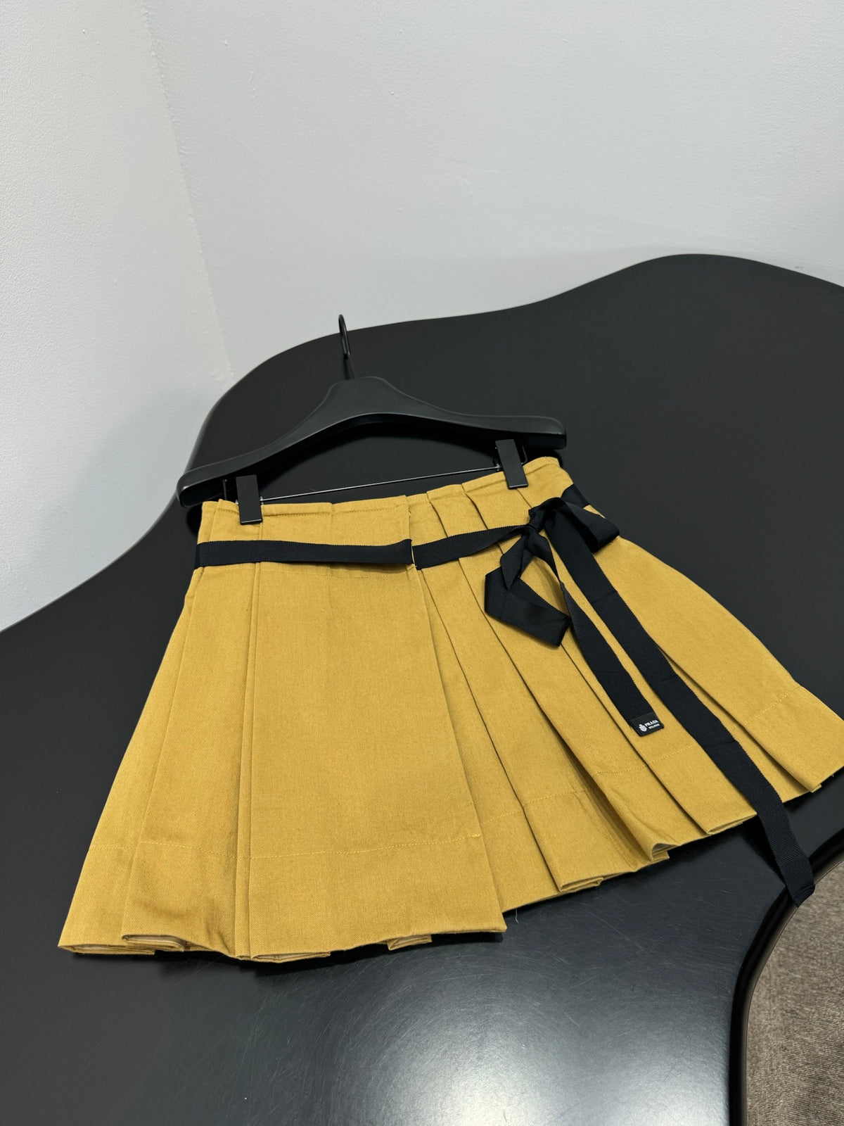 Prada Khaki Lace-Up Pleated Mini Skirt