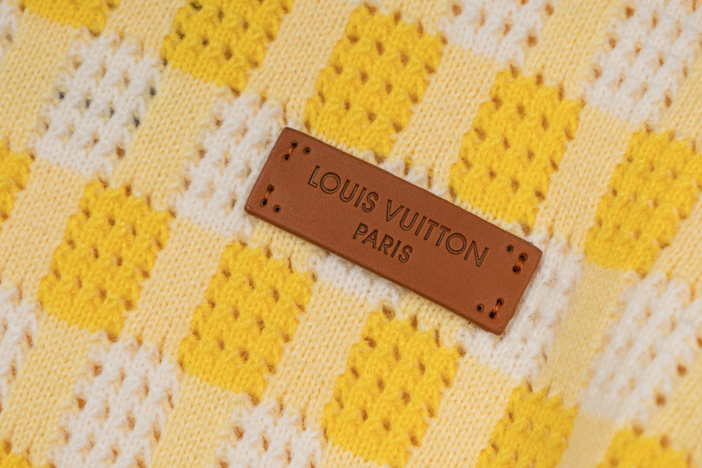 LV Perforated Checkered Tweed Crew Neck Sweater