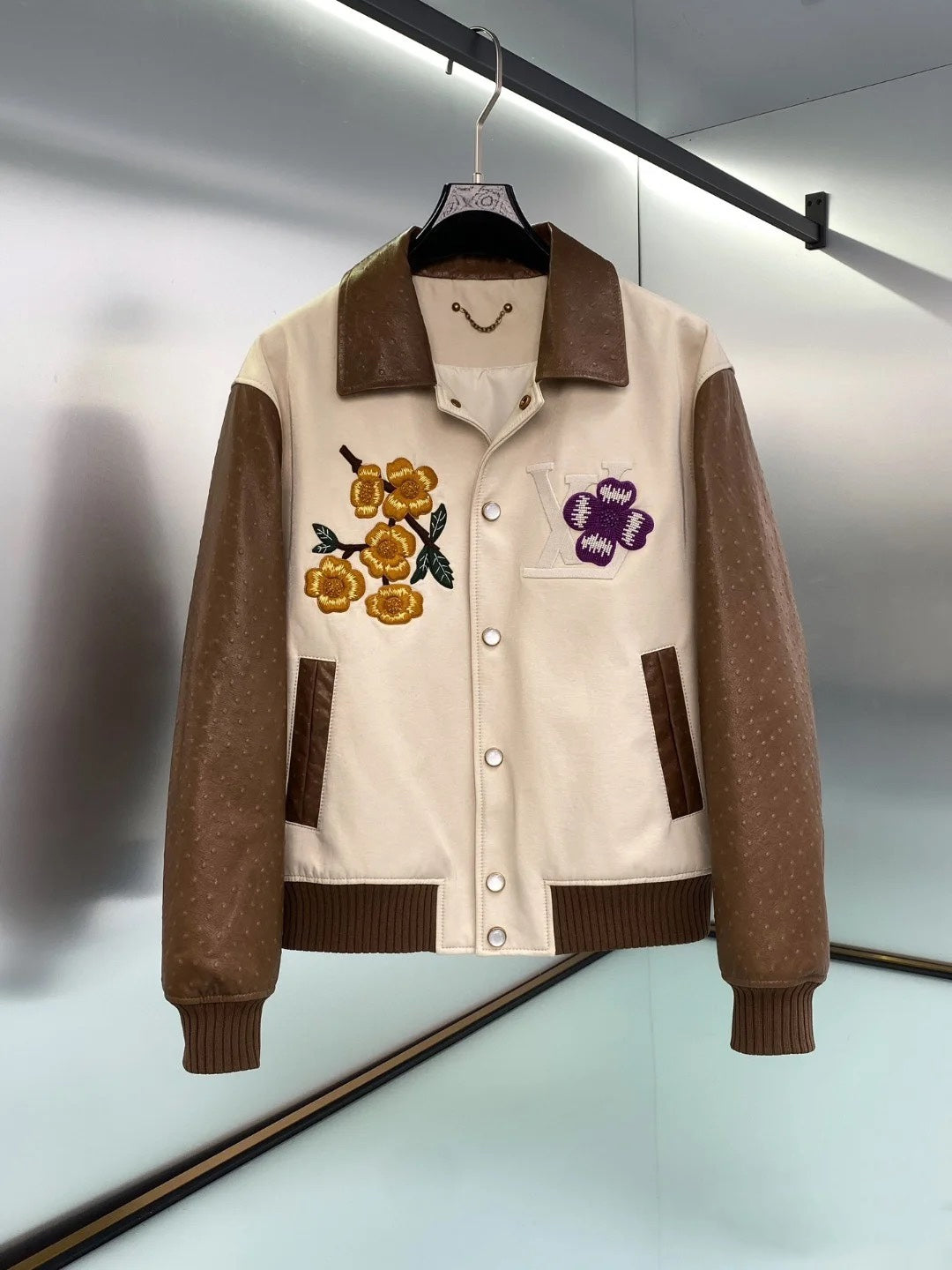 LV Heavy-Duty Embroidered Ostrich Leather Jacket