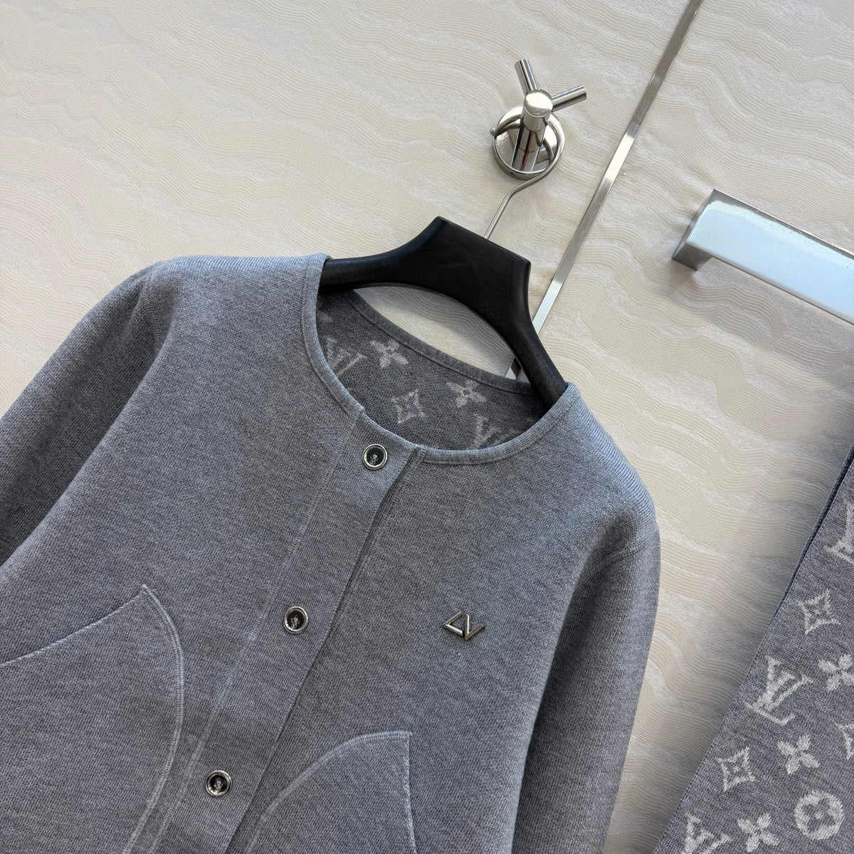 LV Monogram Inlaid Two-Tone Patterned Jacket Women's