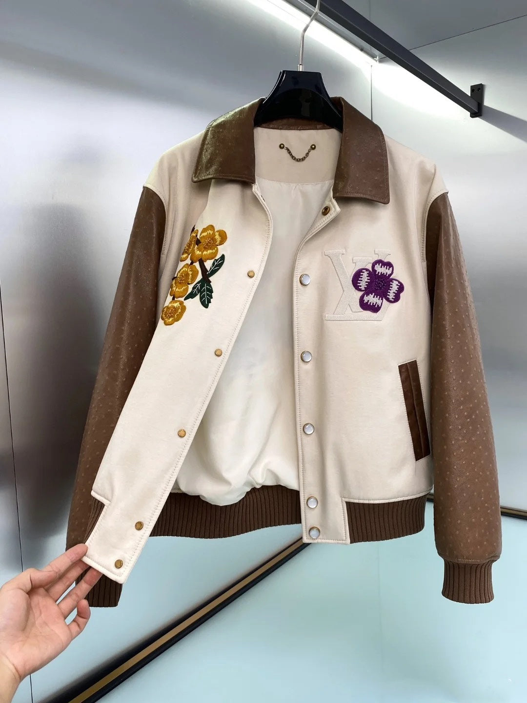 LV Heavy-Duty Embroidered Ostrich Leather Jacket
