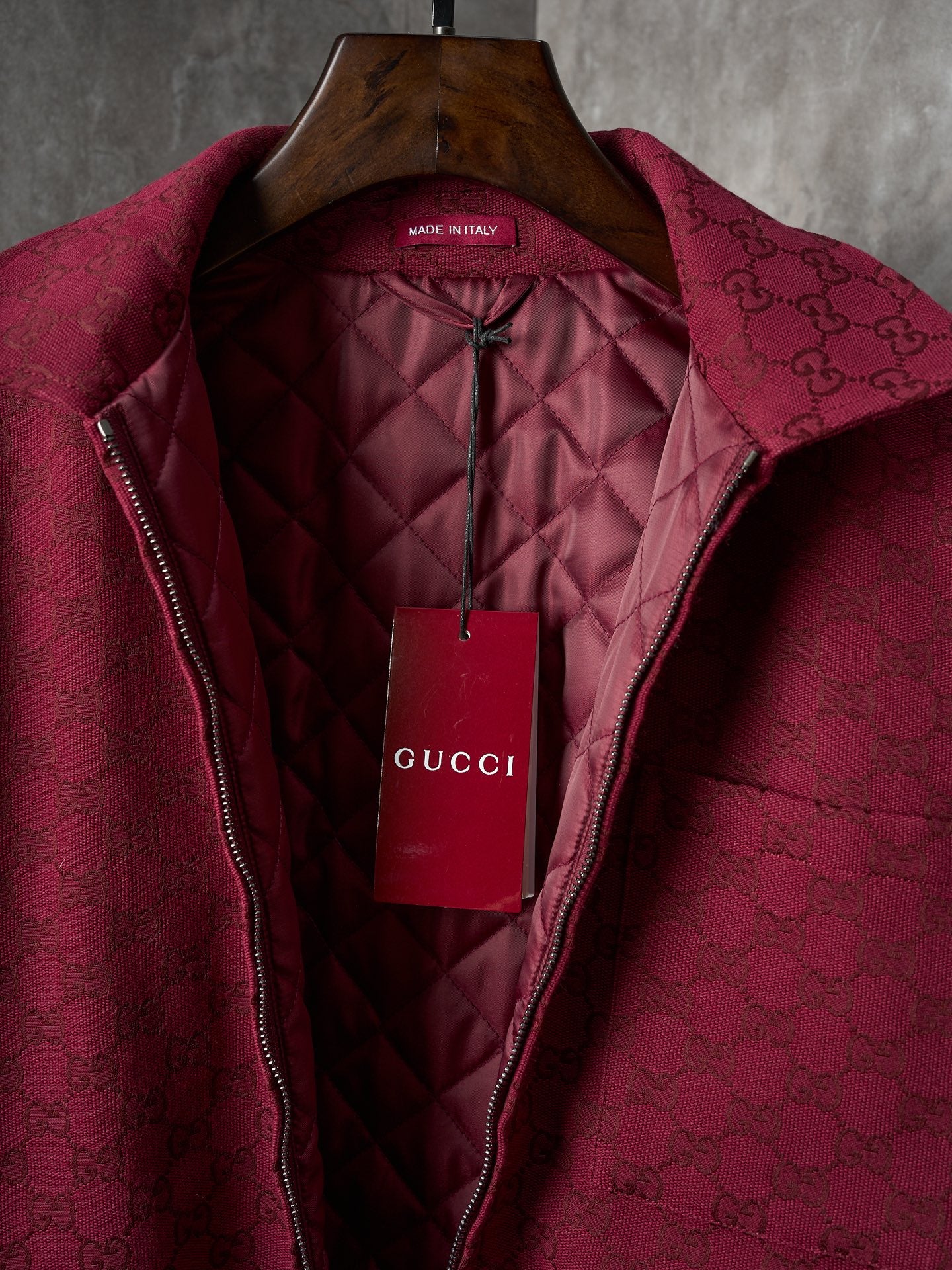 GG Jacquard Canvas Jacket with Chain Collar