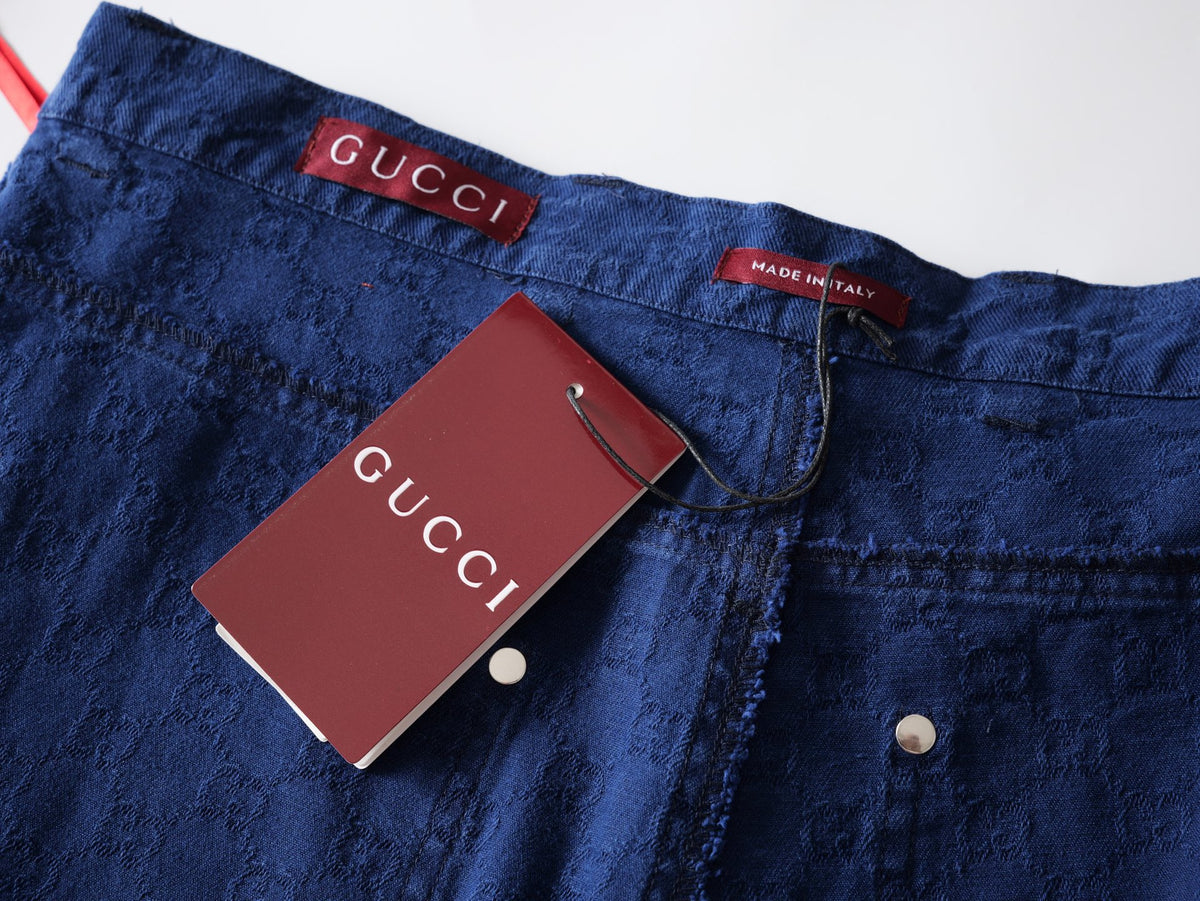 Gucci Jacquard Gradient Denim Shorts