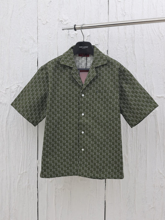 GG new 2025 Lido series all-over double G print short-sleeved shirt