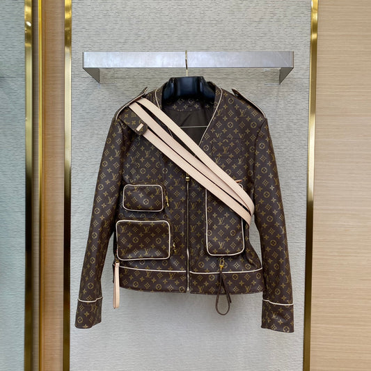 LV detachable Strap Genuine Leather Jacket