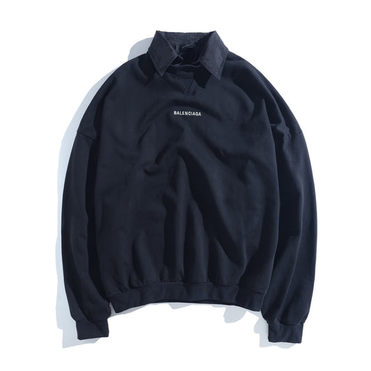 Balenciaga Two-Piece Shirt Collar Classic Letter Embroidered Sweatshirt Jacket