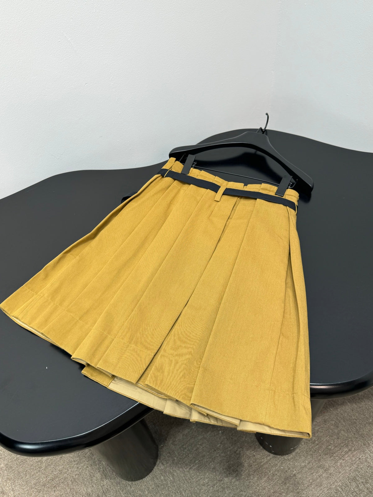 Prada Khaki Lace-Up Pleated Midi Skirt