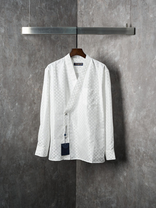 1V Nigo Collaboration Series Four-Leaf Clover Jacquard Kimono-Style Long-Sleeved Shirt