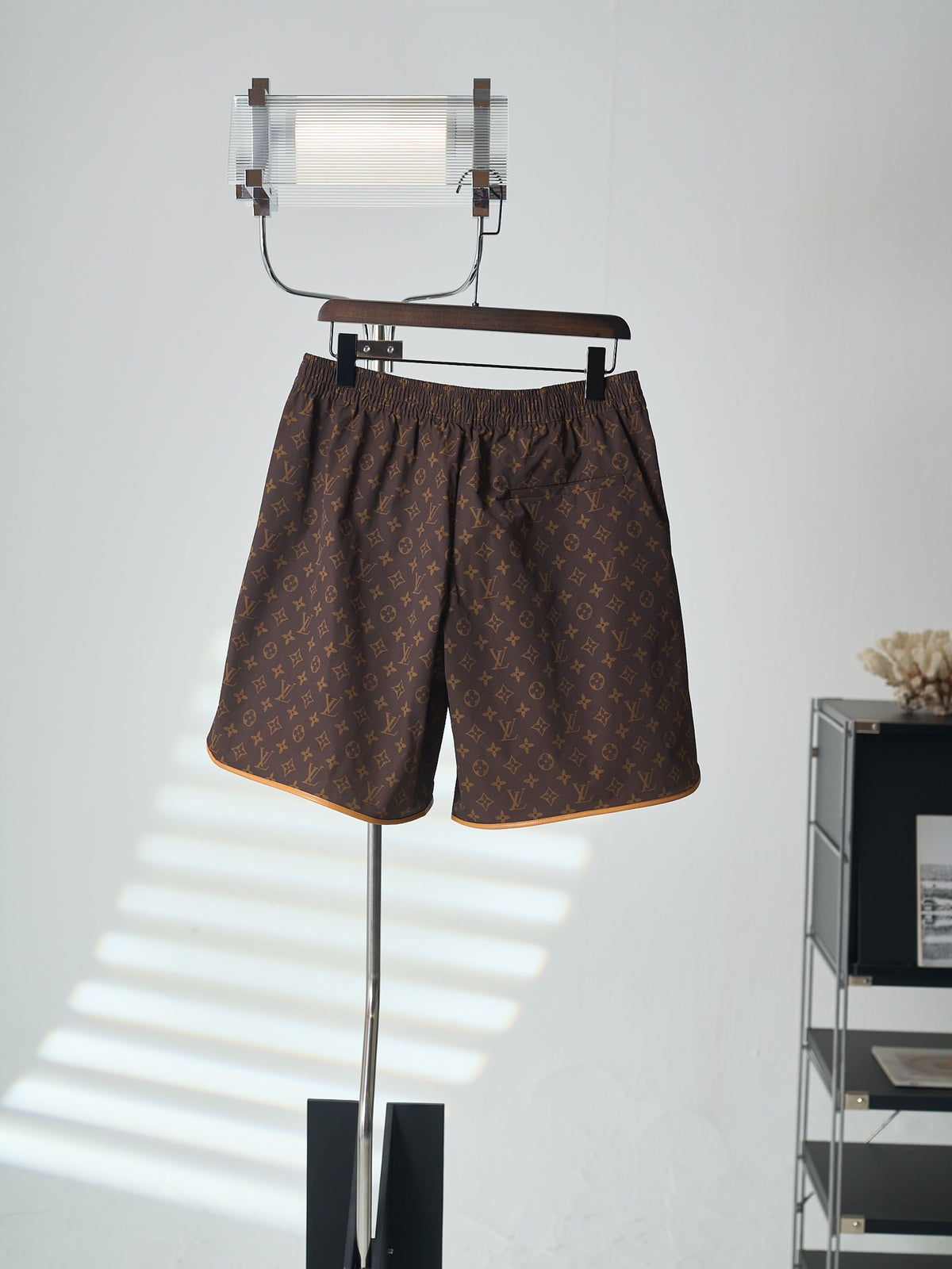 LV Monogram Leather Trim Drawstring Shorts