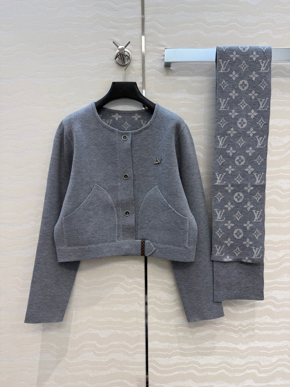 LV Monogram Inlaid Two-Tone Patterned Jacket Women's