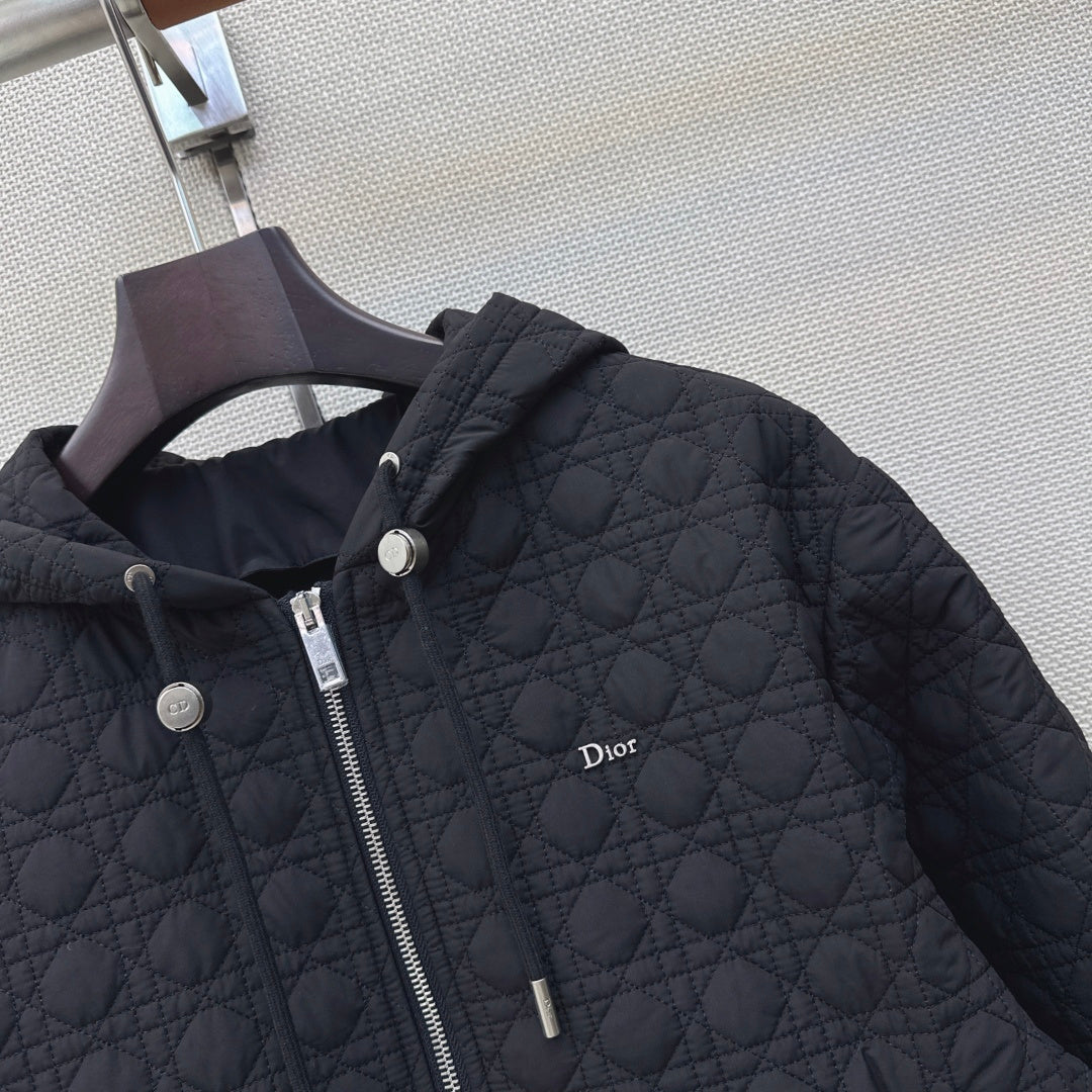Dior Diane Wanna Get Quilted Hooded Cotton Jacket