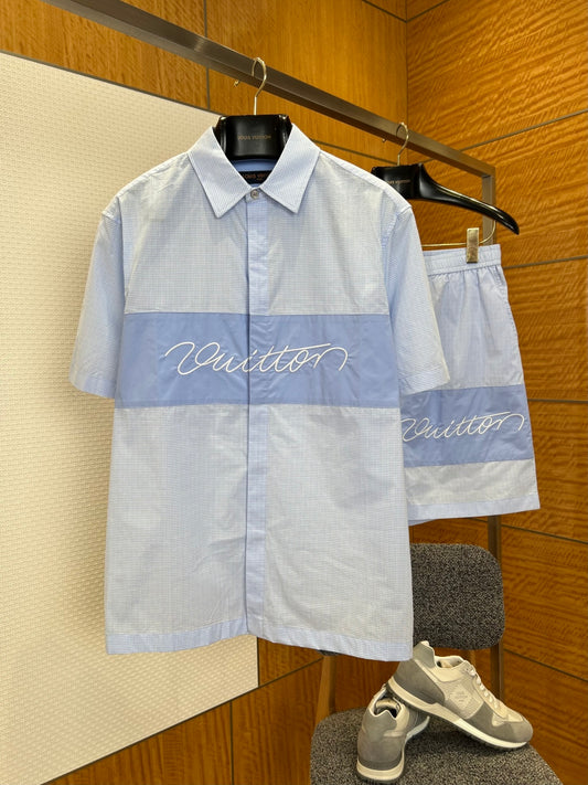 LV Casual Classic Embroidered Shirt & Pants Set