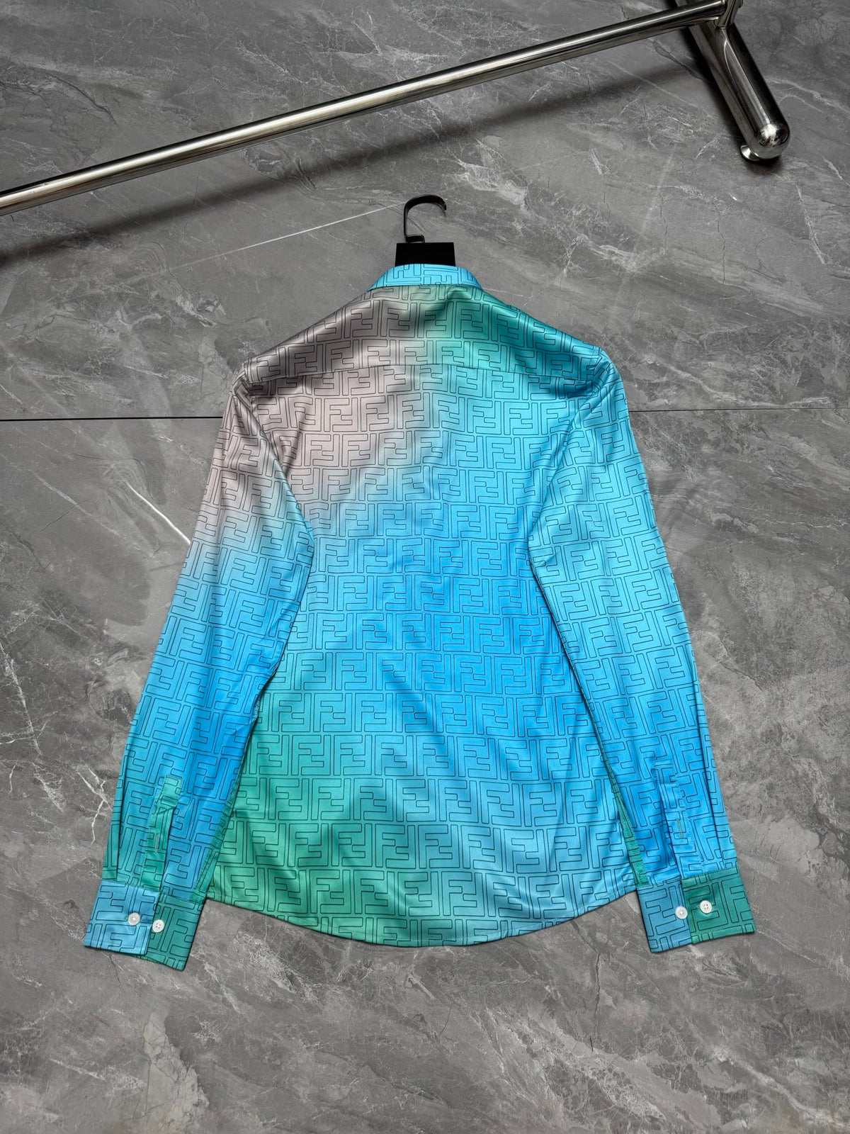 Fendi Color Block Gradient Long-Sleeved Shirt