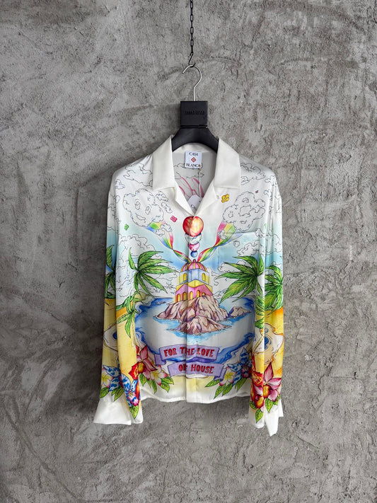 Casablanca Jacquard Silk Long-Sleeved Shirt