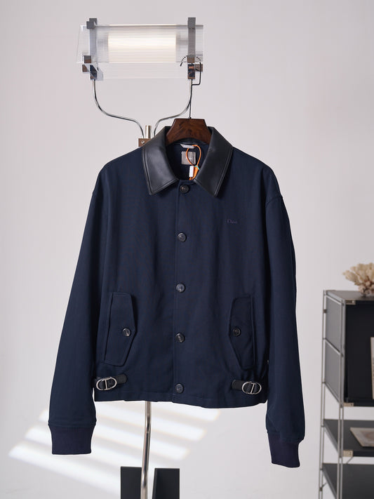 Dior Embroidered Buckle Leather Jacket