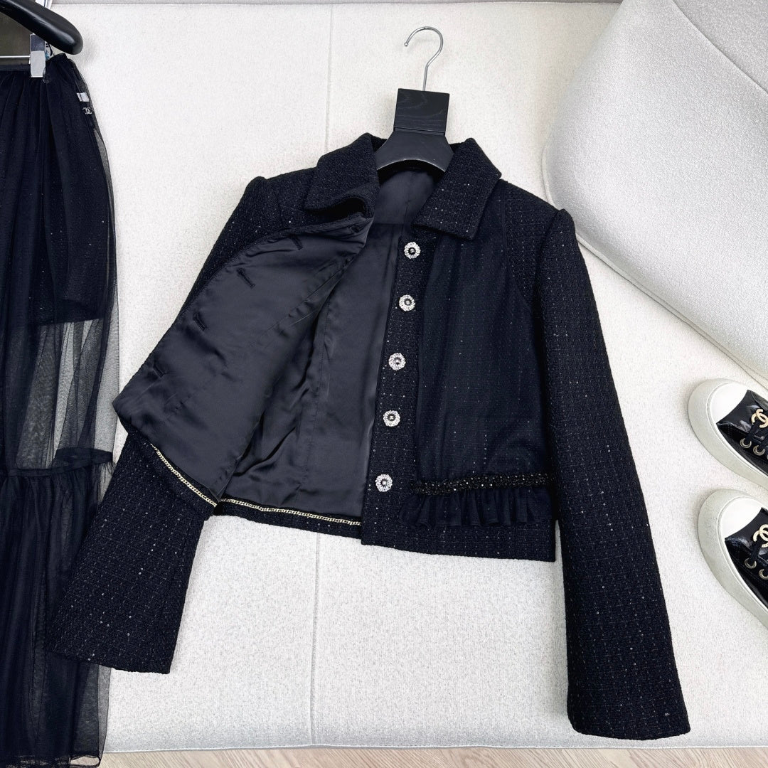Chanel Woven Collar Coat + Skirt Set