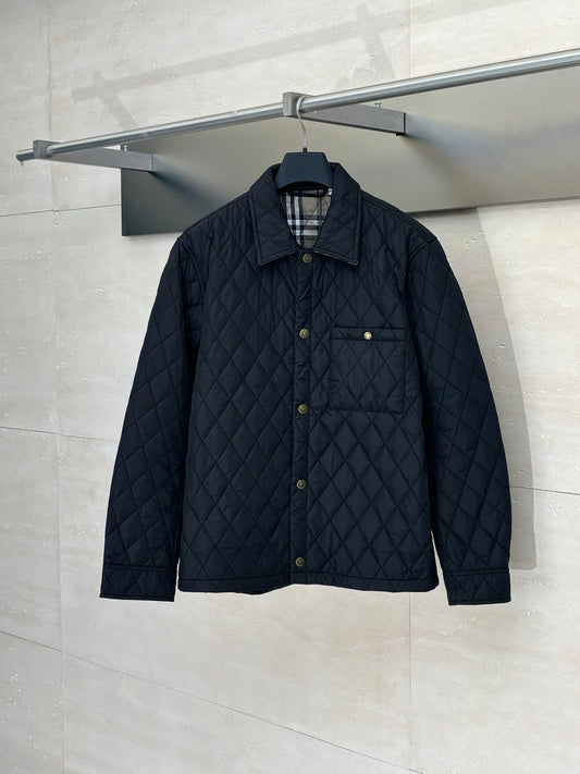 Burberry BB Quilted Nylon Brighton Shirt-Style Cotton Jacket
