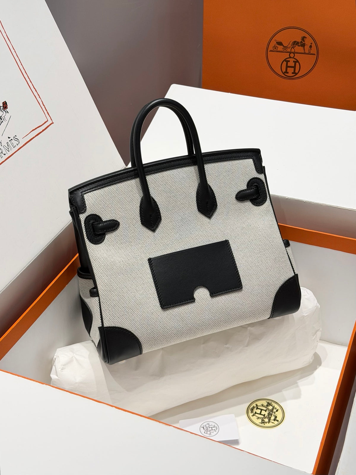 Hermes 25 Cargo Denim Handbag