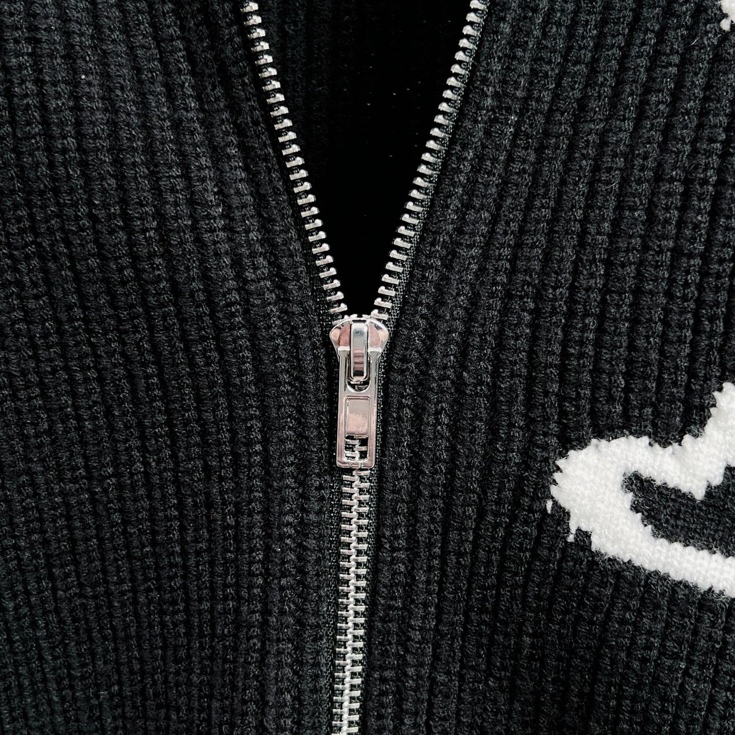 LV Jacquard Zip-Up Turtleneck Sweater