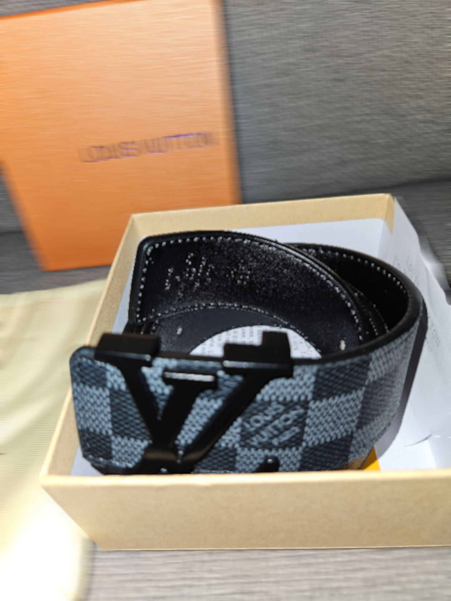 LV CHECKER BOARD BELT