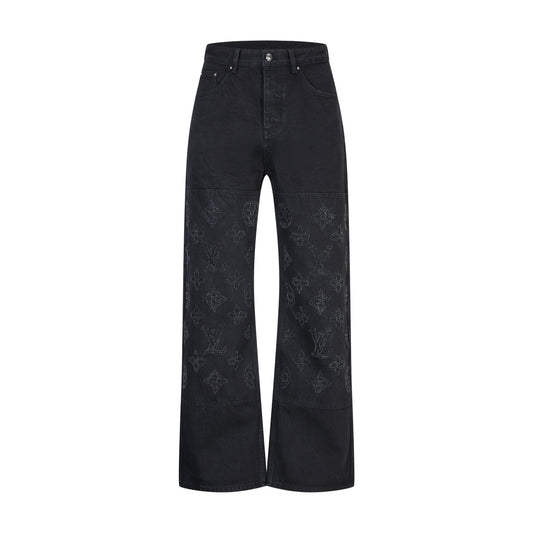 LV Ripped and Distressed Denim Pants