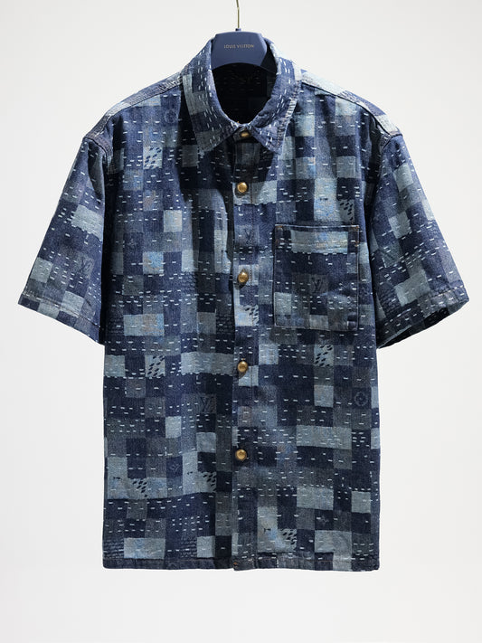 LV denim Short Sleeve Shirt