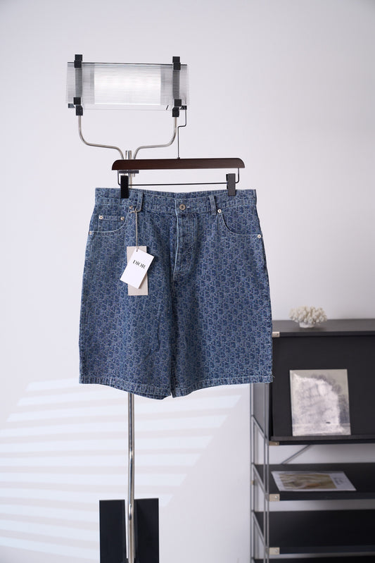 Dior Oblique Jacquard Monogram Denim Shorts